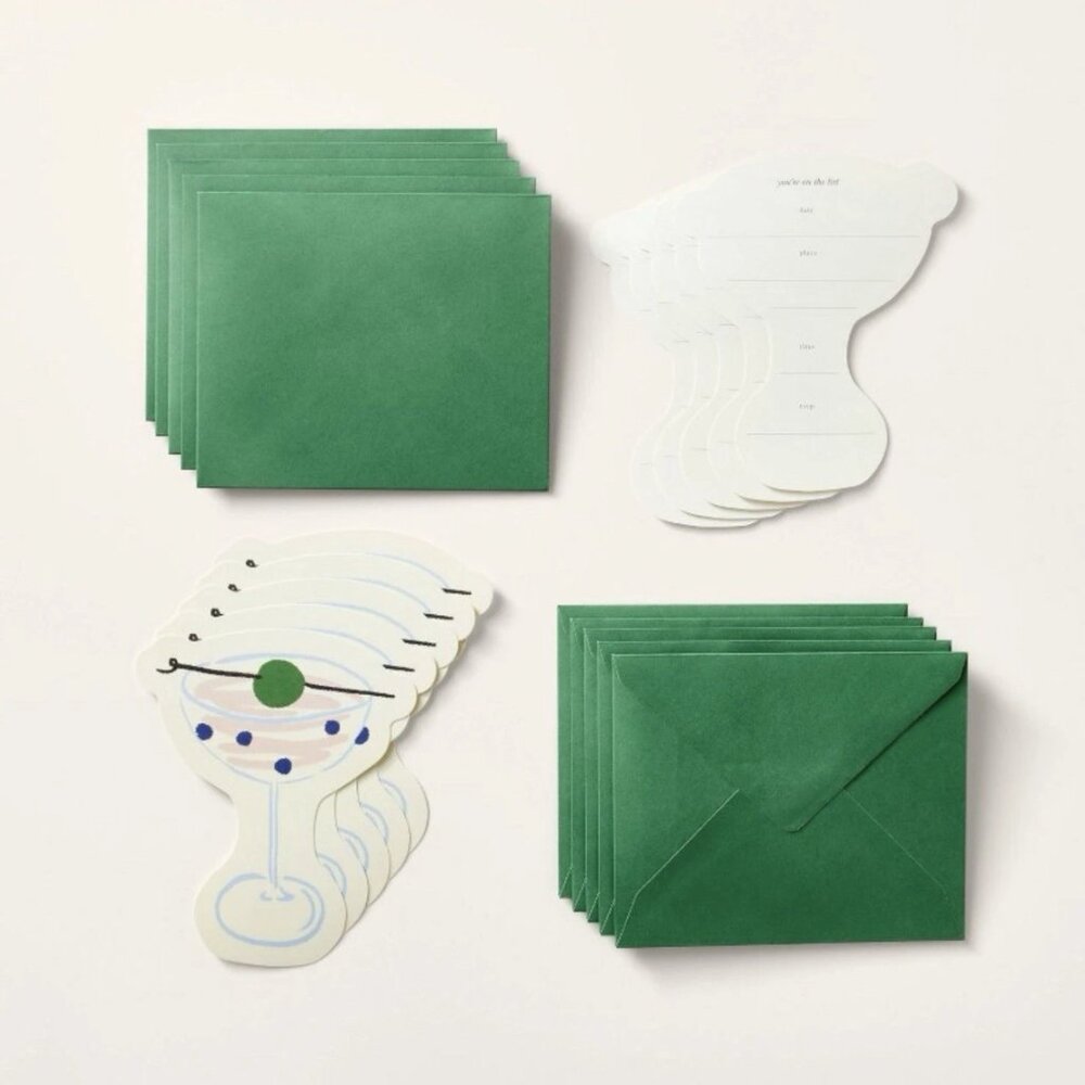 20ct Party Invitations Cream/Green/Pink - kate spade new york x Target set of 2